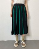 Black and Green Pleated Knit Skirt #241254